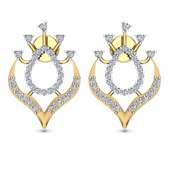 Shivi Yellow Gold Diamond Stud Earrings