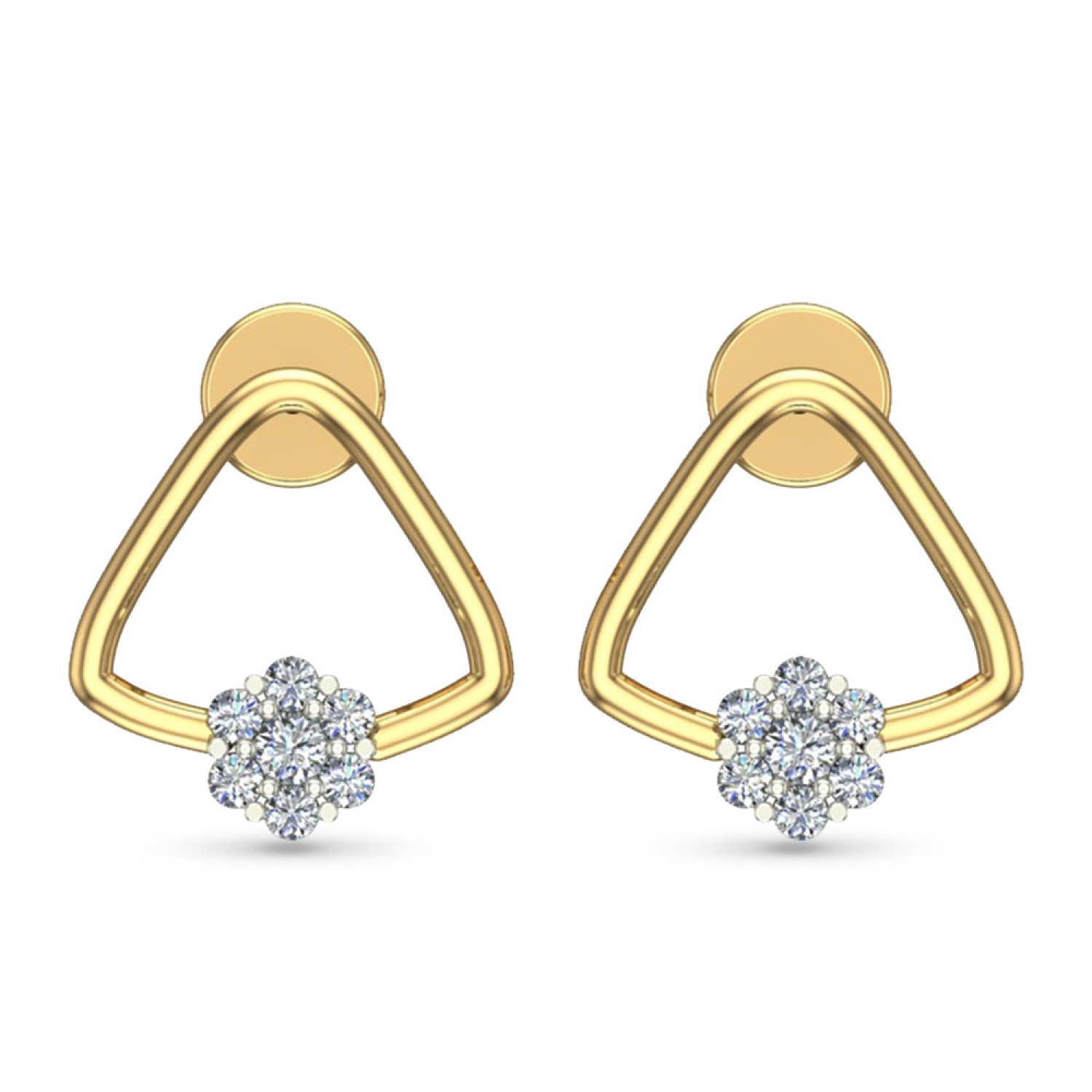 Buy Kiyara Yellow Gold Diamond Stud Earrings Online Designer