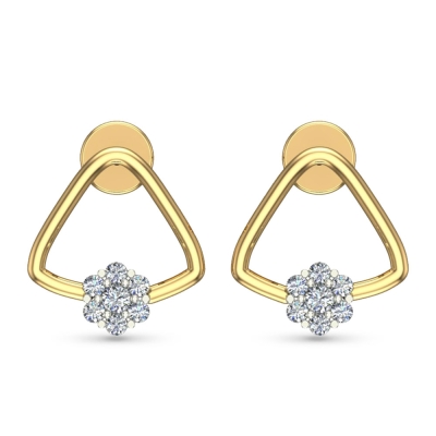Kiyara Yellow Gold Diamond Stud Earrings