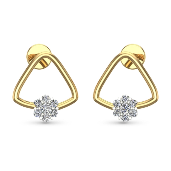 Kiyara Yellow Gold Diamond Stud Earrings