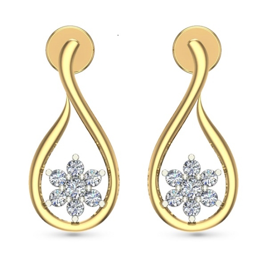 Rita Yellow Gold Diamond Stud Earring
