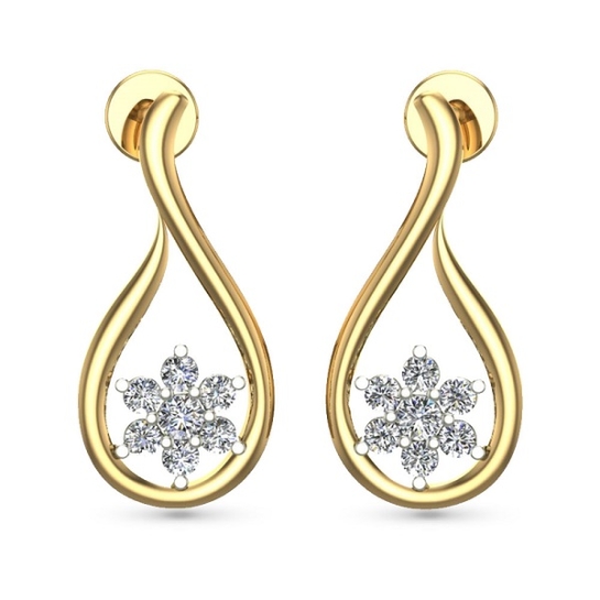 Rita Yellow Gold Diamond Stud Earring