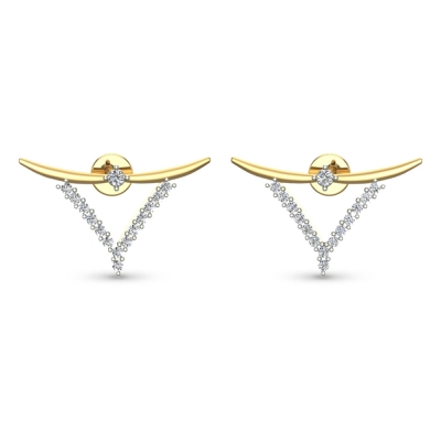 Ziya Yellow Gold Diamond Stud Earrings