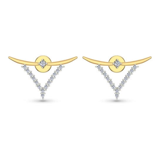 Ziya Yellow Gold Diamond  Stud Earrings