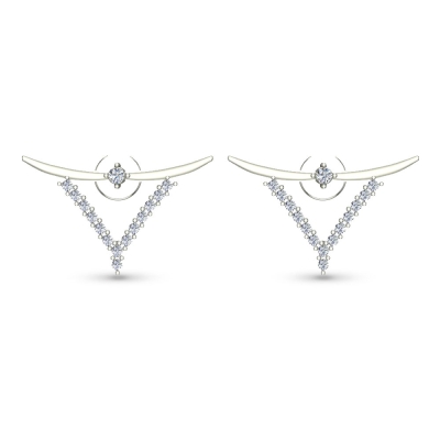 Ziya White Gold Diamond Stud Earrings