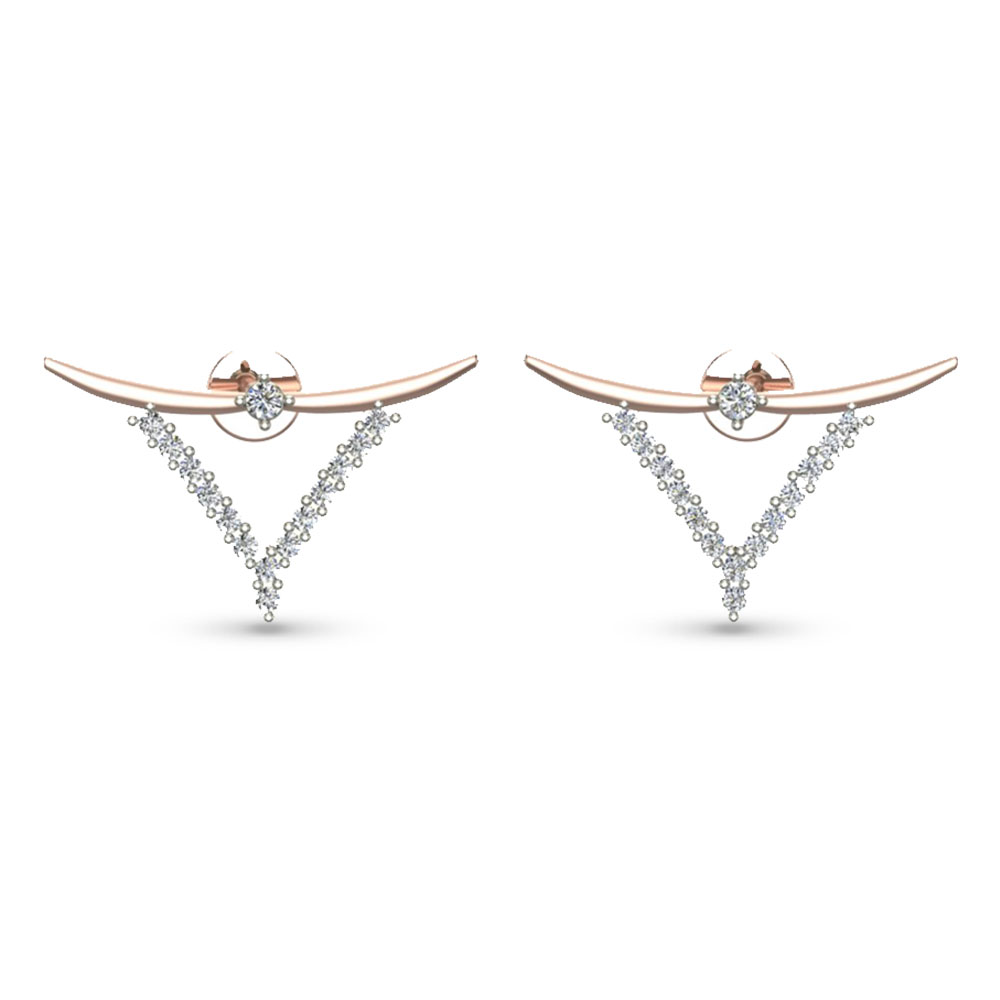 Ziya White Gold Diamond Stud Earrings