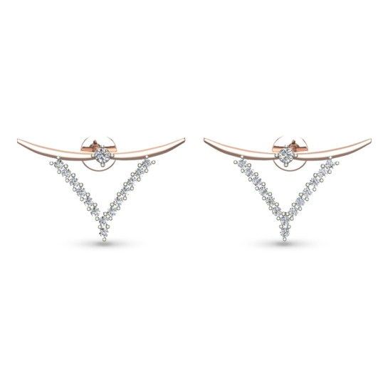 Ziya Yellow Gold Diamond  Stud Earrings