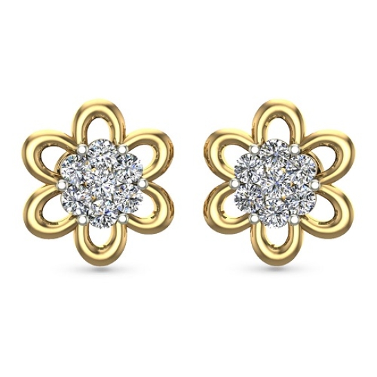 Shamaya White Gold Diamond  Stud Earrings