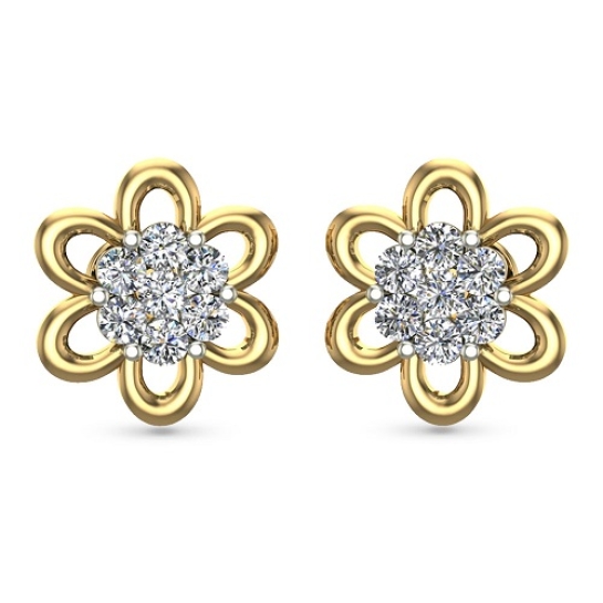 Shamaya Yellow Gold Diamond  Stud Earrings