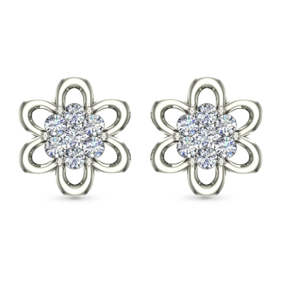 Shamaya White Gold Diamond  Stud Earrings