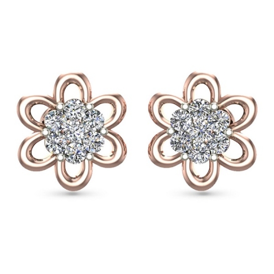 Shamaya Yellow Gold Diamond  Stud Earrings