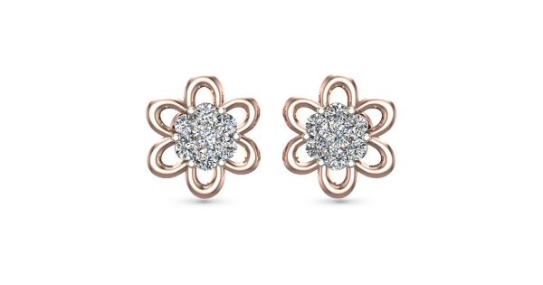 Nilus Collection Premium Quality Flower Design Rose Gold Plated Zirco