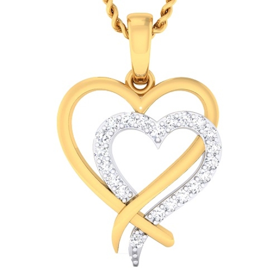 Beautiful Gold And  Diamond Heart Pendent  