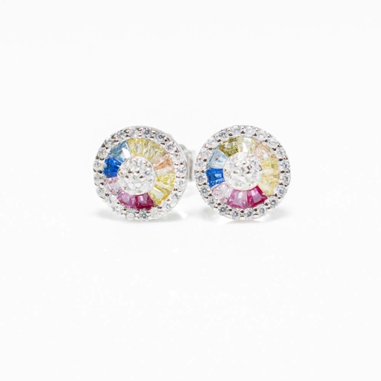 925 Sterling Silver Rainbow Stud Earrings