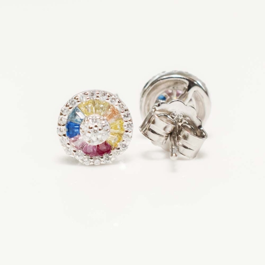 925 Sterling Silver Rainbow Stud Earrings