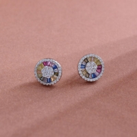 925 Sterling Silver Rainbow Stud Earrings