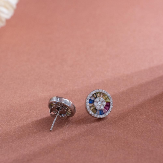 925 Sterling Silver Rainbow Stud Earrings