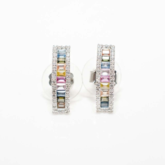 925 Sterling Silver Fabulous Rainbow Stud Earrings