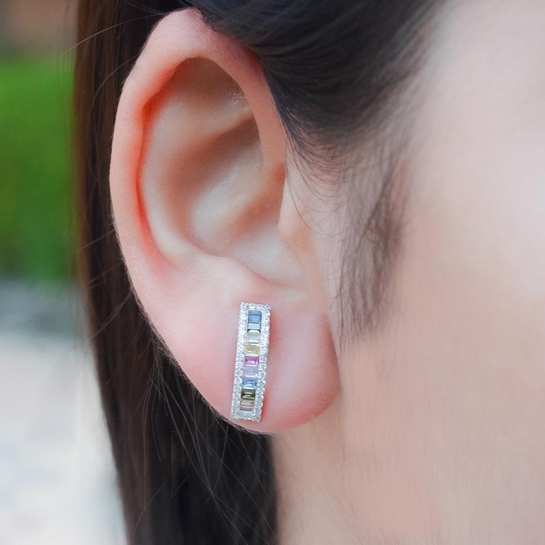 925 Sterling Silver Fabulous Rainbow Stud Earrings