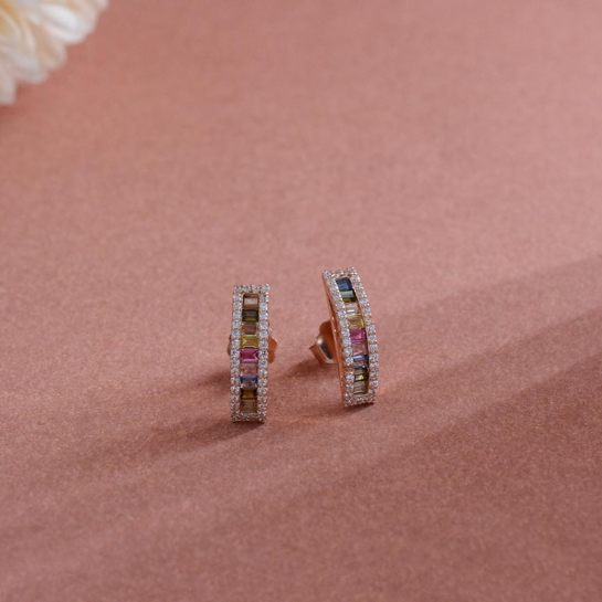 925 Sterling Silver Fabulous Rainbow Stud Earrings