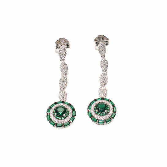 925 Sterling Silver Green Cubic Earrings