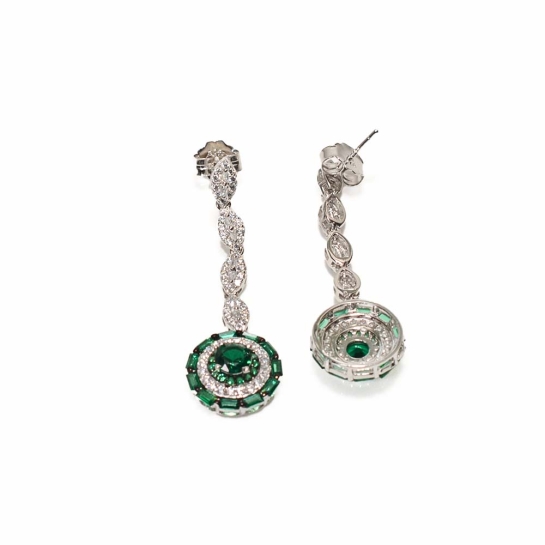 925 Sterling Silver Green Cubic Earrings