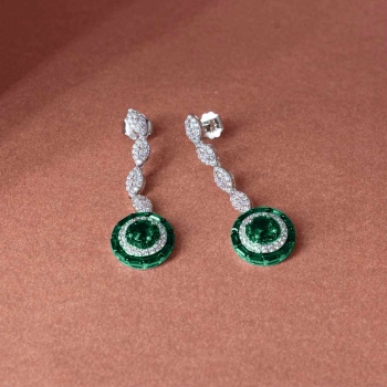 925 Sterling Silver Green Cubic Earrings