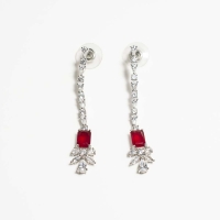 925 Sterling Silver Red Stone Earrings