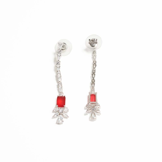 925 Sterling Silver Red Stone Earrings