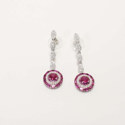 925 Sterling Silver Pink Drop Earrings