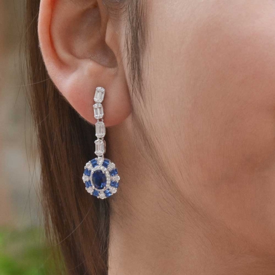 925 Sterling Silver Blue Drop Earrings