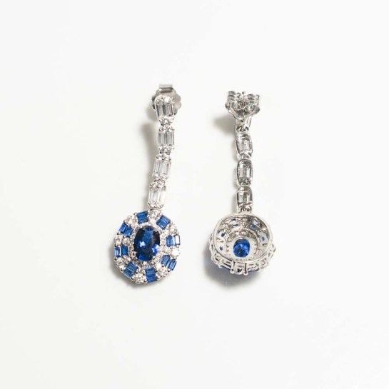 925 Sterling Silver Blue Drop Earrings