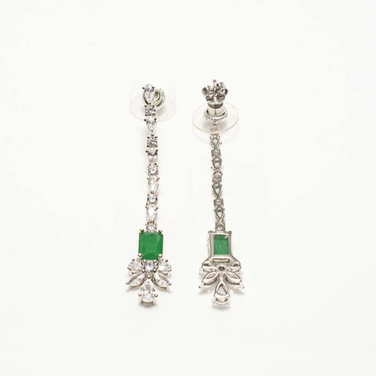 925 Sterling Silver Green Drop Earrings