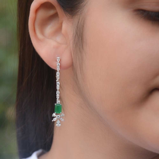 925 Sterling Silver Green Drop Earrings