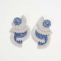 925 Sterling Silver Blue Round Earrings