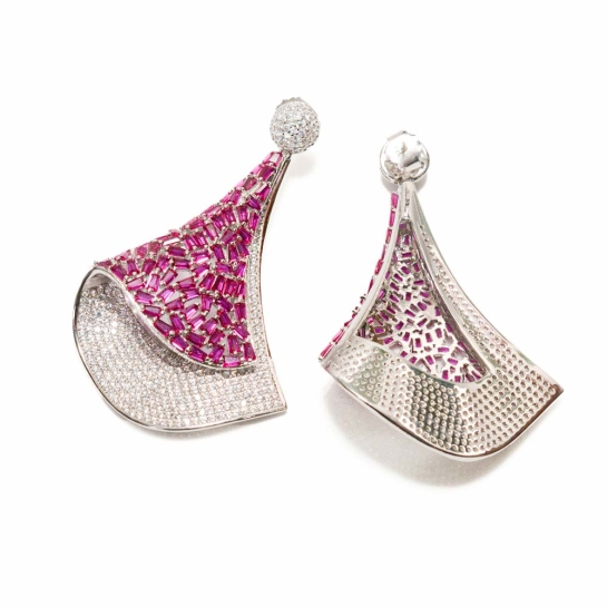 925 Sterling Silver Pink Cone Earrings