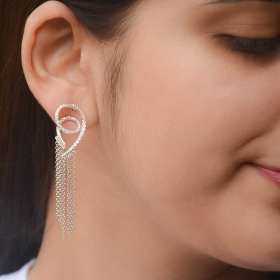 925 Sterling Silver Chain Drop Earrings