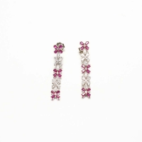 925 Sterling Silver Long Pink Drop Earrings