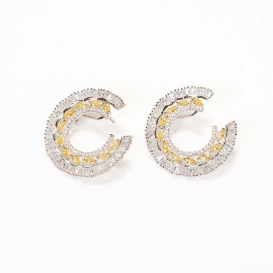 925 Sterling Silver Yellow Stone Stud earrings