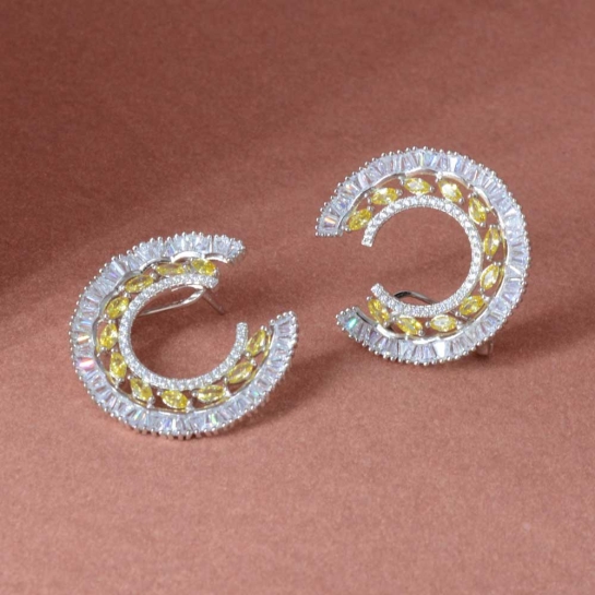 925 Sterling Silver Yellow Stone Stud earrings