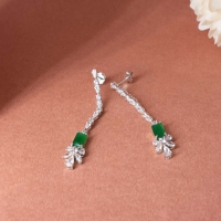 925 Sterling Silver Green Stone Earrings