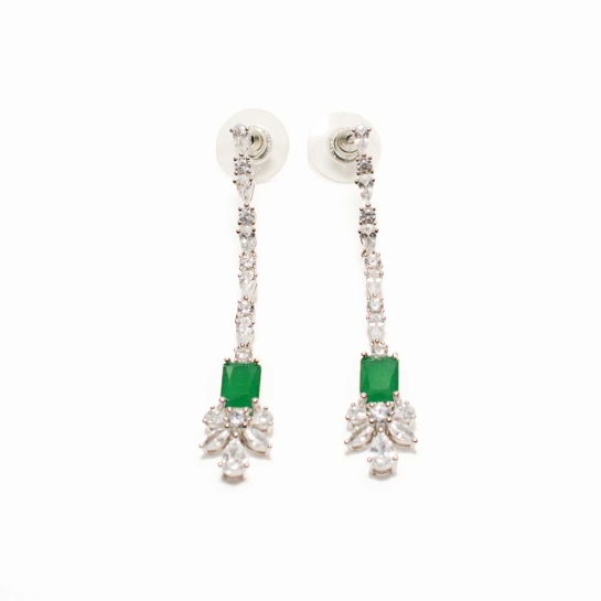 925 Sterling Silver Green Stone Earrings