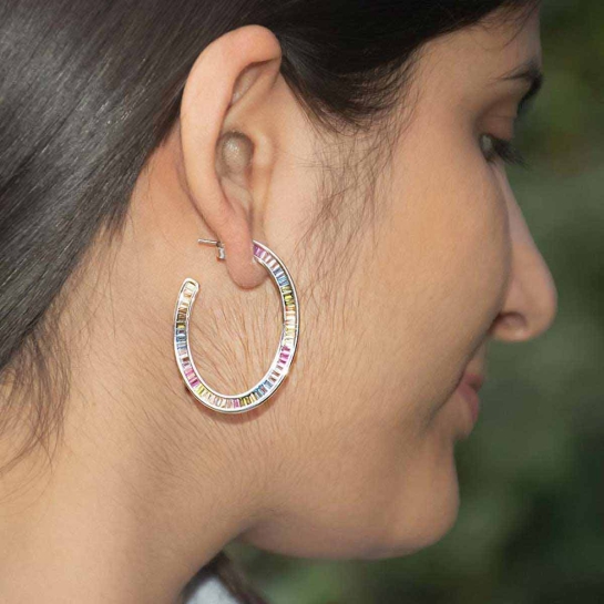 Ayesha 925 Sterling Silver Stone earrings
