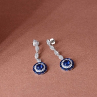 925 Sterling Silver blue Cubic Earrings