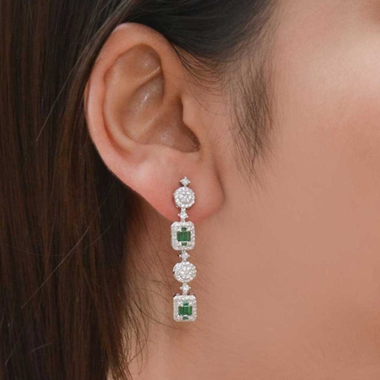 925 Raha Sterling Silver Green Earrings