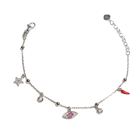 925 Jaya Silver Heart Charm Bracelet