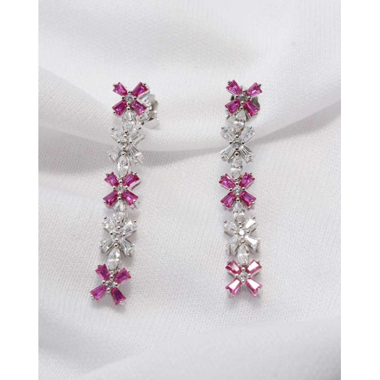 925 Manya Sterling Silver Pink Earrings