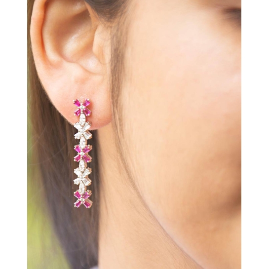 925 Manya Sterling Silver Pink Earrings