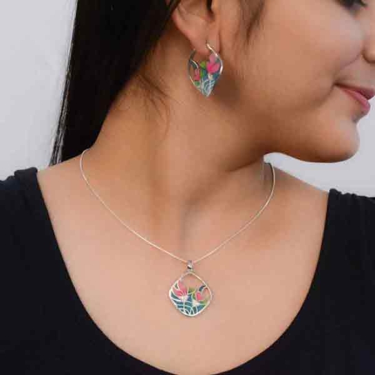 Misha 925 Silver Drops and Pendant Set