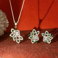 Samridhi 925 Silver Drops and Pendant Set